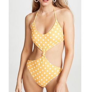 Caroline Constas Yellow Polka Dot Swimsuit